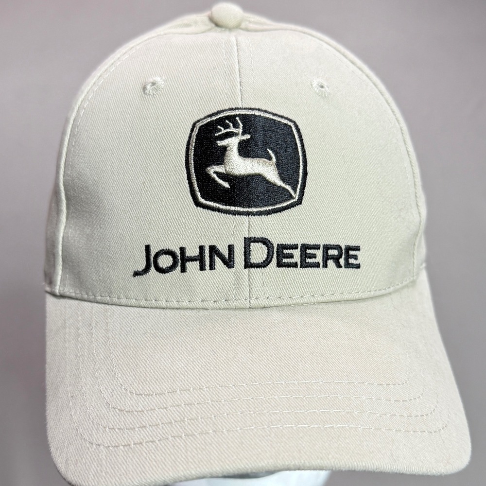 John Deere‎ Hat Cap Beige Nothing Runs Like A Deere Logo Adjustable